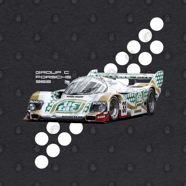 Retro Le Mans 24 Hours T-Shirt - Tic Tac 962 Group C Design by funkymonkeytees